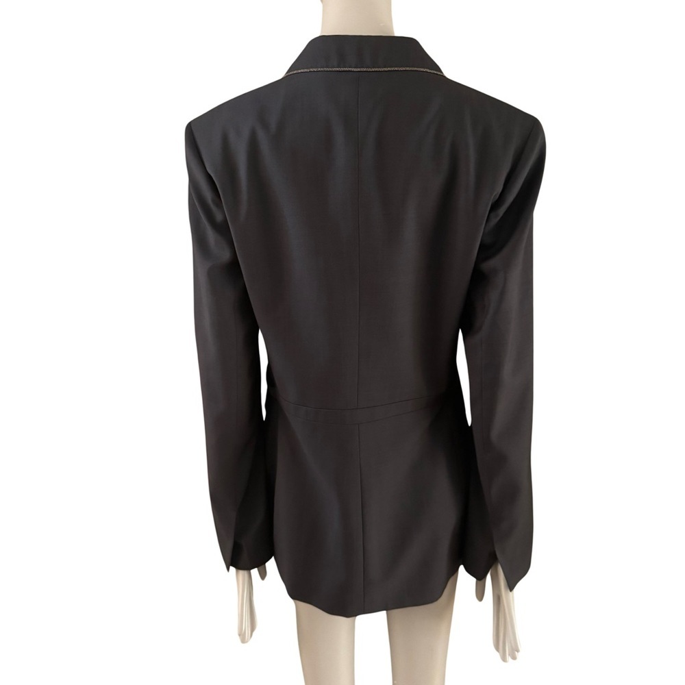 MARLOWE Made in Italy Wool Tailored Belted Blazer Blue Career Professional 42/8 - Picture 7 of 16